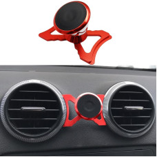 Magnetinis mobiliojo telefono laikiklis, suderinamas su „Audi A3 8P“ ir „Audi S3 8P“; tinka išmaniesiems telefonams ir GPS įrenginiams; automobilinis mobiliojo telefono laikiklis su 360 laipsnių reguliuojamu kampu (raudonas)