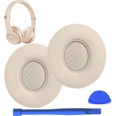 Atsarginės ausų pagalvėlės „Beats Solo 2“ ir „Solo 3“ belaidžiams ir laidiniams ausiniams: iš atminties putų, triukšmą izoliuojančios putos, patvarios odos (auksinės spalvos)
