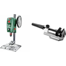 „Bosch Home and Garden“ stalinis gręžtuvas PBD 40 (710 W, maks. gręžimo skersmuo pliene/medyje: 13 mm/40 mm, gręžimo eiga 90 mm, dėžutėje), „Green & Professional“ staklės MS 80