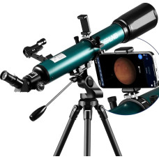 ESSLNB teleskopas 70080 – astronomijos teleskopai, skirti suaugusiems, su žvaigždžių stebėjimo programa, išmaniojo telefono adapteriu, reguliuojamu trikoju, ieškikliu ir belaidžiu nuotolinio valdymo pultu