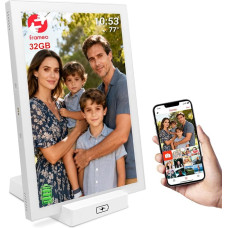 Frameo Digital Photo Frame 10.1 Inch WiFi, 5000 mAh Battery with Wireless Charging Station, 32GB Memory, HD IPS Touch Screen, Auto Rotation, Instant Sharing of Photos and Videos via Frameo App - The