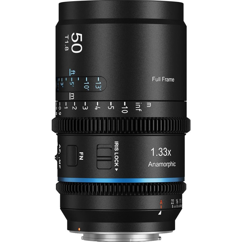 SIRUI „Astra“ 50 mm T1.8 1,33X anamorfinis fiksuoto židinio nuotolio objektyvas, pilno formato kino objektyvas su automatiniu fokusavimu ir didele diafragma, skirtas „E-Mount“ fotoaparatams: A7C, A7 IV, A9, A6700, ZV-E10, FX30 (mėlyna blykstė)