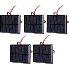 „Jeanoko“ mini saulės kolektorius, 5 dalių rinkinys, epoksidinė ląstelė, 6 V, 0,6 W, galios modulis, skirtas saulės energija maitinamiems sodo šviestuvams, ilgaamžis polisilikis, mažas dydis, palengvinantis savarankišką montavimą