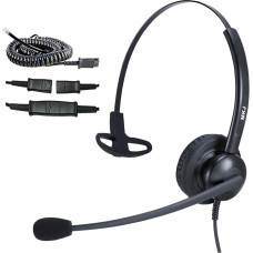 MKJ Phone Headset RJ9/RJ11 Call Center Office Phone Headset with Noise Cancelling Microphone for Avaya Polycom Nortel Aastra Gigaset Alcatel Toshiba Fanvil Phones and More