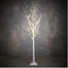 LED Tree with Timer - Indoor and Outdoor - Birch - 600 LED Lights - Automatic On/Off Switch - White
