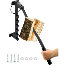 QWORK® Manual Wood Splitter, Carbon Steel Wall Mounted Wood Splitter, Suitable for Outdoor, Home, Camping