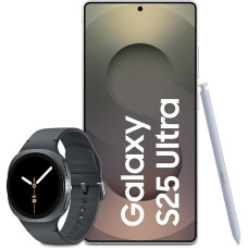 „Samsung Galaxy S25 Ultra“ AI išmanusis telefonas su „Galaxy AI“, 12 GB RAM, 256 GB atminties, titano balta-sidabrinė spalva, „Galaxy Watch8“ išmanusis laikrodis