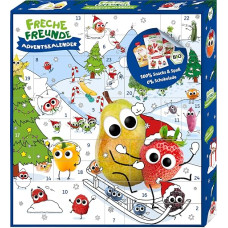 FRECHE FREUNDE Organic Advent Calendar 2026 for Kids, Christmas Calendar, Contains 24 Doors with Organic Snacks and Surprises, Ideal for Children, No Added Sugar, 1 Piece = 1449 g