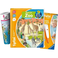 Ravensburger tiptoi Set: Wieso? Weshalb? Warum? | Discover the Zoo (Children's Book) + 00110 tiptoi The Pen, Educational Toy for Children
