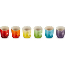 LE CREUSET Set of 6 Stoneware Espresso Cups 100 ml Rainbow 79114108359030