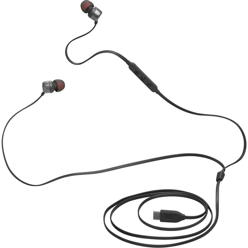JBL Tune 310C Hi-Res Wired Headphones with Microphone and USB C Port - Black