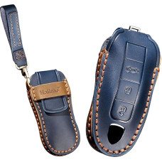 ontto Leather Car Key Case Fits Porsche Cayenne Macan 911 Carrera Boxster Cayman Panamera 970 981 991 Remote Control Cover Key Case Key Case Key Protection Blue A