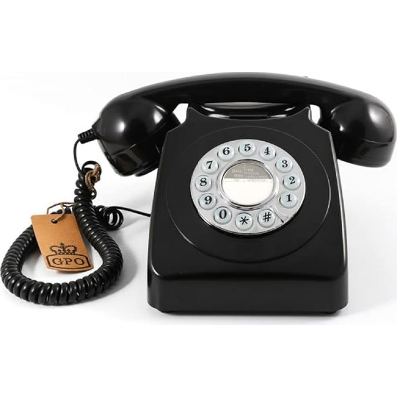 GPO GPO746PB Push Button Retro Telephone with Authentic Bell Ring - Black