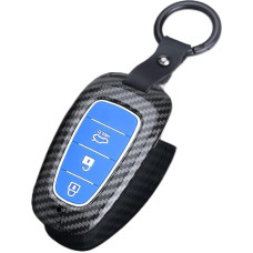 ontto Car Key Case Fits Hyundai Sonata Tucson NX4 Nexo Solaris Santa Fe 2020 2021 Remote Control Cover ABS Key Case Key Case Key Protection Case 3 Button Carbon Fibre Blue