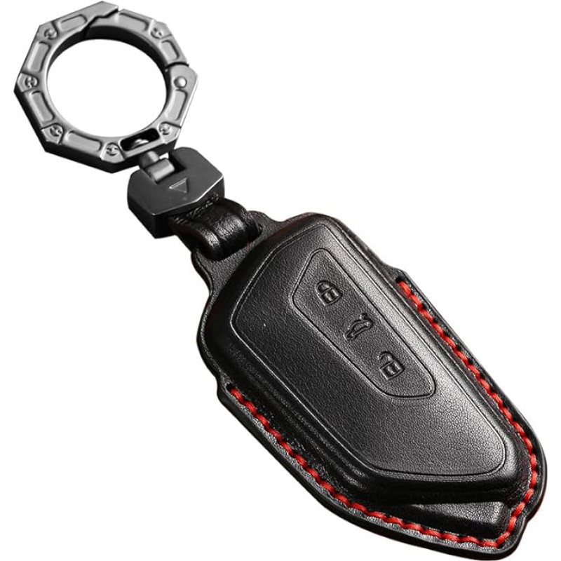 ontto Car Key Case Suitable for VW Golf 8 MK8 ID.3 ID.4 Seat Leon MK4 Tarraco Skoda Octavia Enyaq Keyless Key Case Leather Key Protector Case for Remote Control Key Fob Black