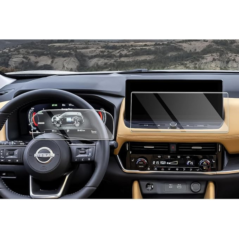 CDEFG Compatible with Qashqai j12 X-Trail T33 e-POWER 2022 2023 2024 12.3 Inch Navigation and Instrument Panel Tempered Glass Screen Protector Screen Protector Qashqai 2023 Accessories Pack of 2