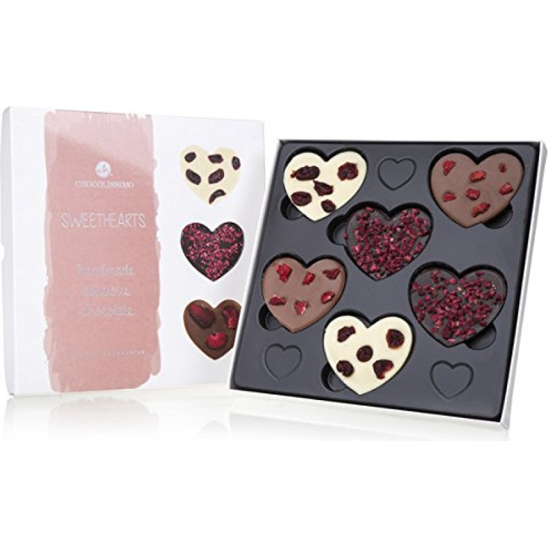 Sweethearts - 6 Sprinkled Chocolate Hearts | Love Gift | Woman | Man | for Valentine's Day | I Love You Chocolate | Christmas | Love Gift | Gifts | Women | Men | Girlfriend | Children
