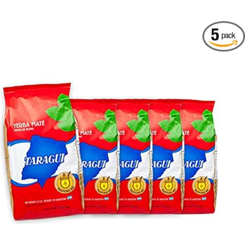 Taragui Mate Tea Pack of 5 Yerba Mate 5 x 1 kg