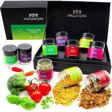 Hallingers Veggie Mix - 5 Vegan Spices Vegetarian Set Gift Set Handmade Five Spice Jars in Spice Organiser (Set) - Fill Advent Calendar Novelties & Advent Calendar | New Home Wish