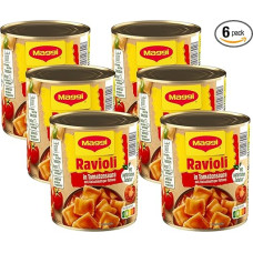 MAGGI Ravioli pomidorų padaže, koldūnai su aštria mėsa, vaisių pomidorų padaže, skanus paruoštas maistas, idealiai tinka stovyklavimui, 6 vnt. (6 x 800 g)