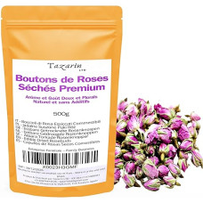500 g aukščiausios kokybės maistinių augalų rožių pumpurų - džiovintų Atlaso rožių žiedlapių užpilas - saldus ir gėlių skonis bei aromatas - 100 % natūralus, grynas ir be priedų | TazarinLtd