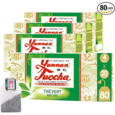 Yunnan tuocha Zouji Green Natural Tea - 80 arbatos maišelių (pakuotė 4 x 20) - 160 g - Garantuotos kilmės arbata iš Kinijos