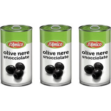 3x D'Amico Olive Nere Snocciolate Juodosios alyvuogės be kauliukų 350g skardinė Be glitimo