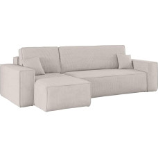 Kaiser Möbel, Corner Sofa with Sleep Function, with Bed Box, Sofa Bed Best, Designer Sofa, Modern Design Couch, Upholstered Corner, Freestanding, Thick Corduroy, Beige Left