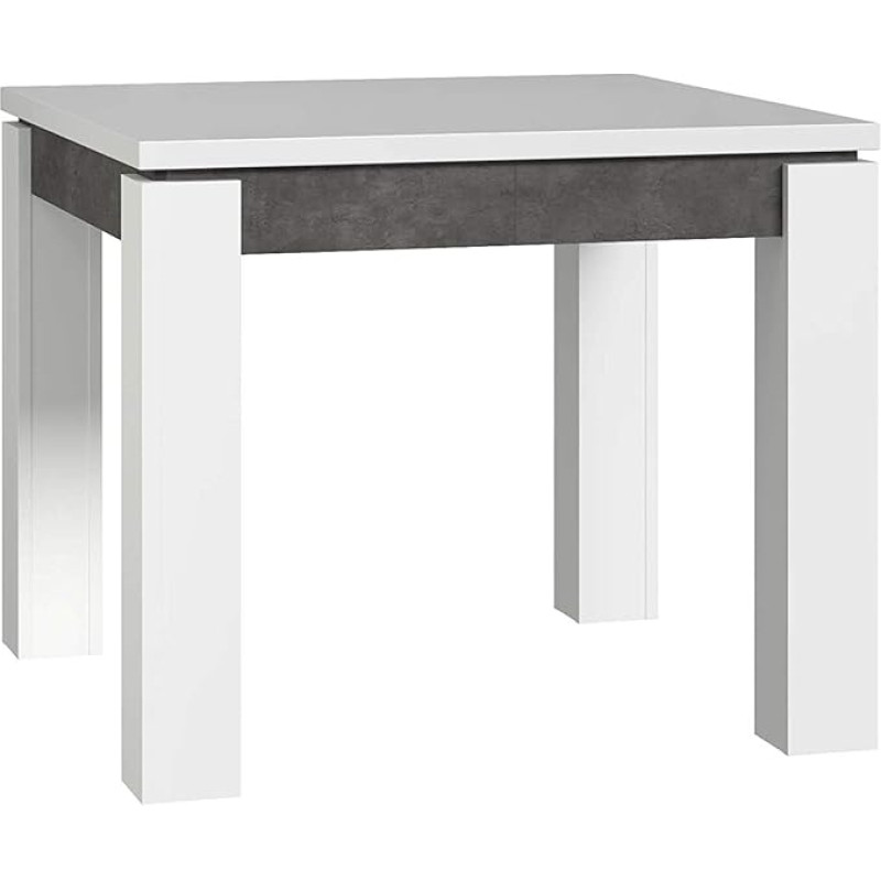FORTE Brugia Extendable Dining Table, Composite Wood, White Combined with Dark Grey Concrete Look, 75.9 x 90 x 90.4 cm