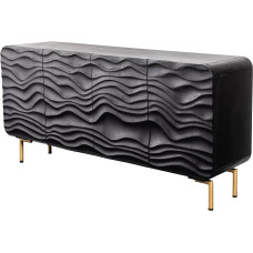 riess-ambiente.de Wave Design Sideboard 160 cm Black Matte Gold Mango medžio masyvas