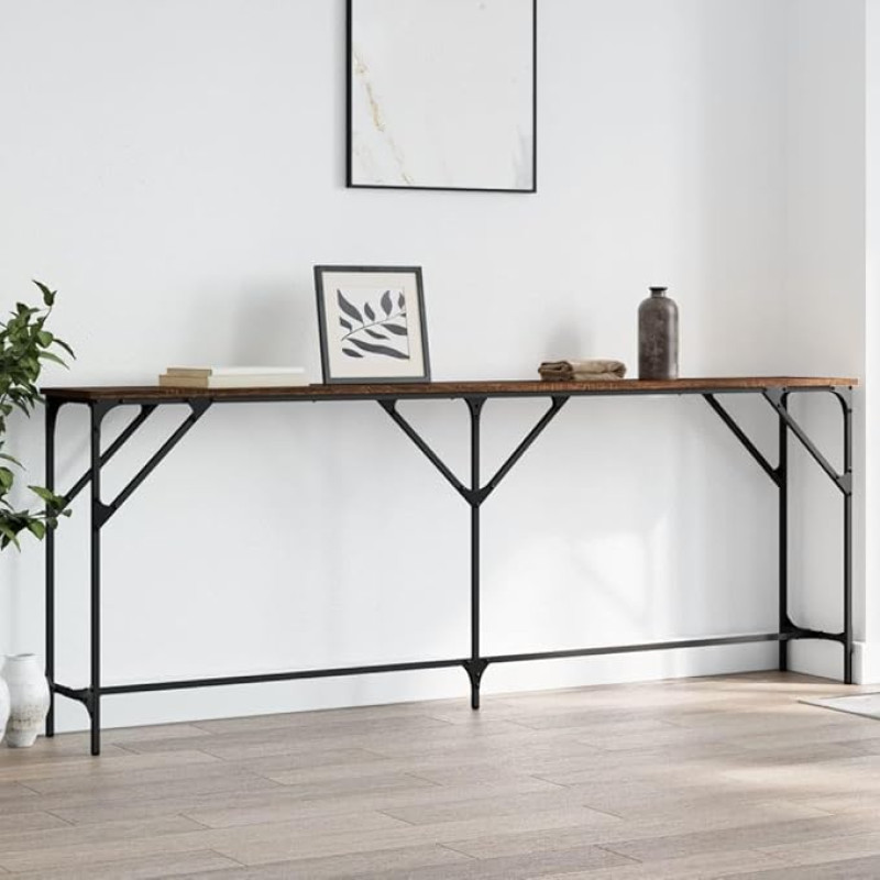 LAPOOH Konsolentisch Braun Eichen-Optik 200x29x75 cm Holzwerkstoff, Console Table, Kommode, Beistelltisch, Wohnzimmertisch, Beistellregal, Medienkonsole, Seitentisch - 837781