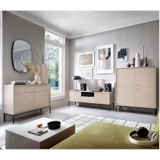 Svetainės baldai Svetainės sieninis blokas Smėlio spalvos pagrindo rėmas Juodas 3 dalių 1 komoda 1 žema lentyna 1 aukšta lentyna