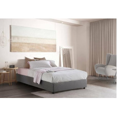 Talamo Italia - Chiara Grey Double Bed with Fabric Cover - 100% Made in Italy - Front Opening + Mattress 120 x 190 cm