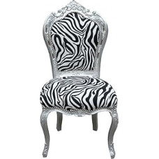 Casa Padrino Mod2 Baroque valgomojo kėdė Zebra / Silver - Baldai - Baroko stiliaus baldai