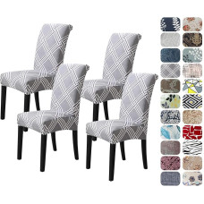 Valgomojo kėdžių užvalkalai, 4 vnt., nuimami skalbiami spausdinti minkšto audinio įtempiami kėdžių užvalkalai, skirti namų temai, viešbučio vestuvių ceremonijai Henriksdal Parsons (11 stilius, 4 pakuotės)