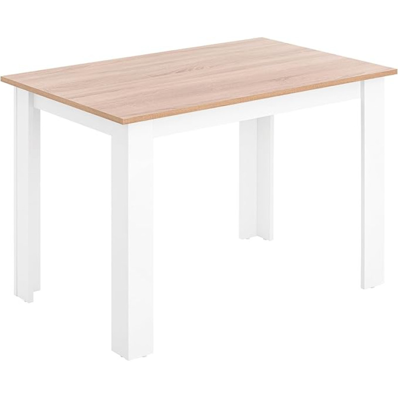 MyosHome - Dining Table, Kitchen or Living Room Table, Sonoma Oak White, 110 x 70 x 74 cm. Namur