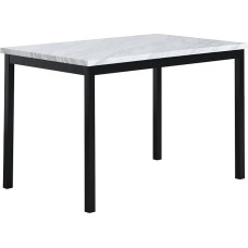 Roundhill Furniture Noyes 72 x 114 x 76 cm Cream Metal Dining Table with Laminated Faux Marble Top