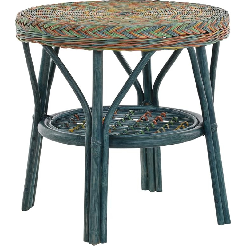 Korb-Outlet Rattan Table / Side Table Round / Coffee Table Rattan Table Shelf (Colourful)