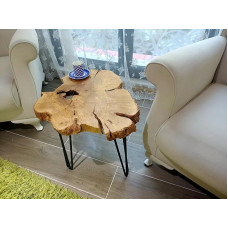 meistriškas rankų alyvuogių šoninis staliukas, natūralus šoninis staliukas, 60 cm ilgio su juodomis kojelėmis, kaimiškas kavos staliukas, lizdinis staliukas