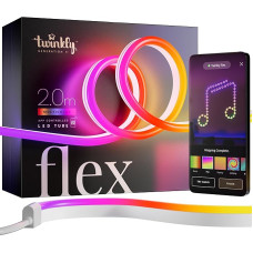 Twinkly Flex 2m, LED-Schlauch Multicolor, Flexibel und Kompatibel mit Home Kit, Alexa und Google Home, Gaming-Lichter, Über 16 Mio. Farben, Stromversorgung über USB-C, App-Steuerung, Weißes Kabel