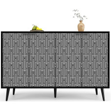 BTM Valgomojo baldai (120 x 35 x 78 cm) Valgomojo baldai Valgomojo baldai Svetainė Laisvai stovintys raižytos eglutės durys Juodos spalvos