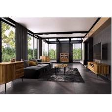 Svetainės kambario komplektas 5 dalių masyvo alyvuoto ąžuolo stalviršis Kavos staliukas Lowboard Soft Close Groove Front