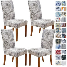 SPRINGRICO Kėdžių dangteliai valgomojo kambariui, 4 komplektas, įtempiamas valgomojo kėdės dangtelis, plaunamas Spandex virtuvės 