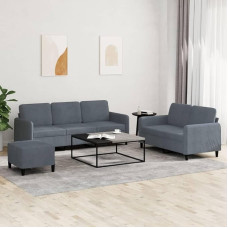 3202025 3 dalių sofos komplektas Tamsiai pilkas aksomas, poilsio sofa, sofos ir kušetės, poilsio sofa, svetainės sofa