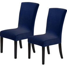Howhic Velvet kėdžių dangteliai valgomojo kambariui, 2 vnt., elastingi valgomojo kėdžių dangteliai, plaunami virtuvės kėdžių dangteliai, elegantiška dekoracija namams ir banketams (federalinė mėlyna, 2 pakuotės)
