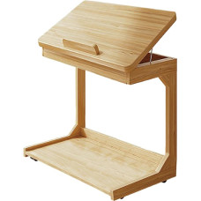 C-förmiger Couchtisch, Beistelltisch mit 360° drehbaren Rädern, 45° verstellbarer neigbarer Desktop für Sofa, Laptop, Kaffee, C-Tisch für Wohnzimmer (Natur, 60 x 40 x 63 cm)
