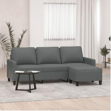 LAPOOH 3201038 3 vietų sofa su taburete, tamsiai pilka, 180 cm audinys, Sofos ir sofos, Sofa svetainė, Sofa paauglių kambariui, Sofa poilsiui, Sofa miegamajam, Miegamojo sofa, Minkšta sofa