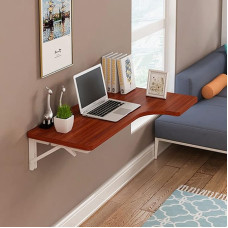 Klapptisch, Klappbarer schwebender Tisch, Wandklapptisch, Bürocomputertisch für kleine Räume (Rotbraun)