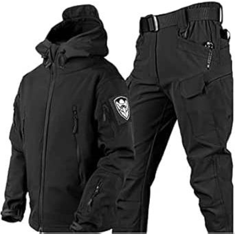 Vyriška taktinė uniforma, karinis, kovinis kostiumas, neperšlampamas, komplektas, softshell kamufliažinė striukė ir kelnės, medžiokliniai drabužiai
