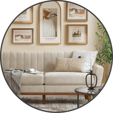 SONGMICS 76 cm d veidrodis Apvalus veidrodis Sieninis veidrodis Metalinis rėmas Lengvas montavimas Šiuolaikinis vonios kambarys Gyvenamasis kambarys Miegamasis Prieškambaris Įėjimas Juoda LWM103BD03